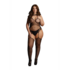 Contrast Fence Net Suspender Bodystocking - Plus Size_