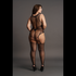 Contrast Fence Net Suspender Bodystocking - Plus Size_
