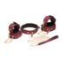 6-delige Velvet Burgundy Bondage Set met Cuffs, Collar en Belt_