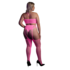 Twee Delige Set met Crop Top en Kousen - Plus Size - Neon Roze_