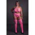 Twee Delige Set met Crop Top en Kousen - Plus Size - Neon Roze_