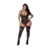 Phoenix - Diamant Gaas Teddy en Kousenband met Kettingen, Ringen en Studs - 2X - Zwart_