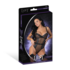 Phoenix - Diamanten Gaas Teddy en Kousenband met Kettingen, Ringen en Studs - S/M - Zwart_