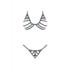 Beha en G-string Set met Bandjes - S/M - Zwart_