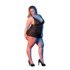 Babydoll met Open Rug en G-String Set - 2X - Zwart_