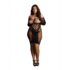 Contrast Net Lange Mouwen Mini Jurk - Plus Size_