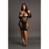 Contrast Net Lange Mouwen Mini Jurk - Plus Size_