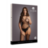 Contrast Fence Net Suspender Bodystocking - Plus Size_
