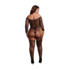 Glanzende Off the Shoulder Bodystocking - Plus Size - Zwart/Goud Glitter_