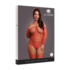 Glanzende Off the Shoulder Bodystocking - Plus Size - Rood/Goud Glitter_