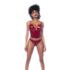 Twee Delige Bustier Set - L - Glanzend Wijnrood_