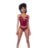 Twee-delige Bustier Set - S - Glanzend Wijnrood_