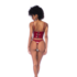 Twee-delige Bustier Set - XL - Glanzend Wijnrood_