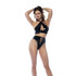 Twee-delige Halterset met Laced Panty - L - Glanzend Zwart_