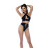 Twee-delige Halterset met Lace-up Panty - XL - Glanzend Zwart_