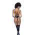 Vetersluiting Bodysuit met Lage Halslijn - XL - Glanzend Zwart_