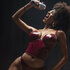 Twee Delige Bustier Set - L - Glanzend Wijnrood_