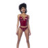 Twee Delige Bustier Set - M - Glanzend Wijnrood_