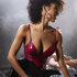 Twee Delige Bustier Set - M - Glanzend Wijnrood_