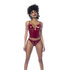 Twee-delige Bustier Set - XL - Glanzend Wijnrood_