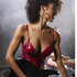 Twee-delige Bustier Set - XL - Glanzend Wijnrood_